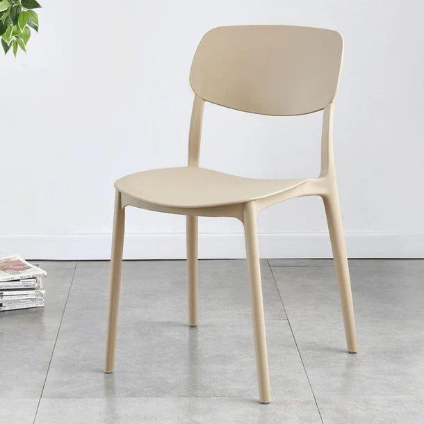 Space-Saving Stackable Plastic Chair with Curved Backrest