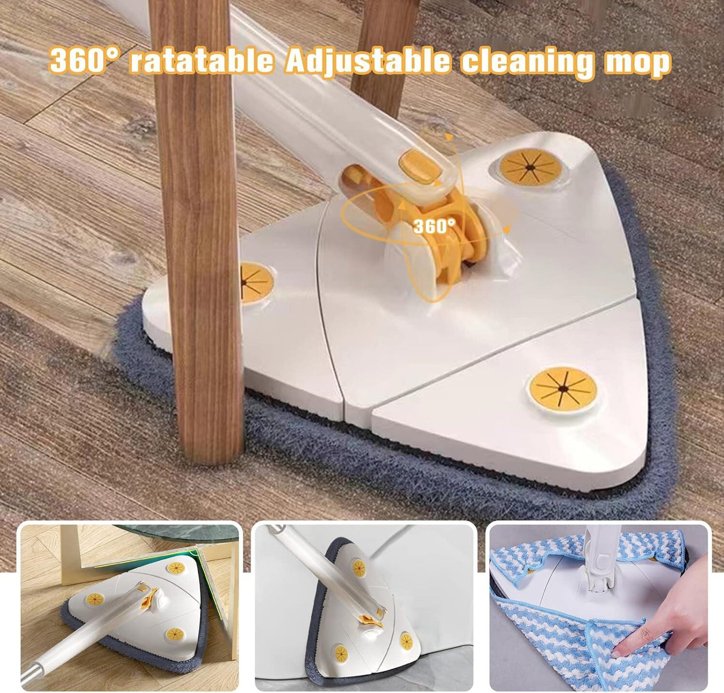 Triangle Shaped Microfiber Mop –Self-Wringing Floor Dust Mop