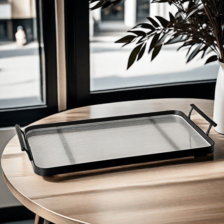 Modern Elegant Transparent Acrylic Serving Tray with Handles