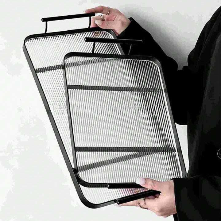 Modern Elegant Transparent Acrylic Serving Tray with Handles