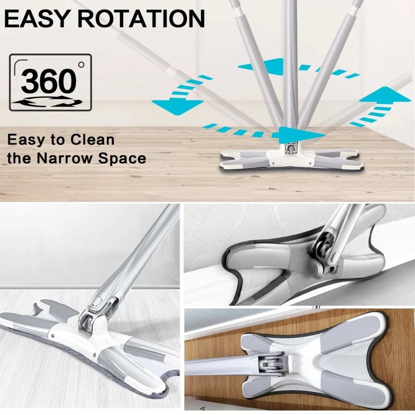 Aurora X-Shape Rotating Microfiber Floor Mop – Self-Wringing