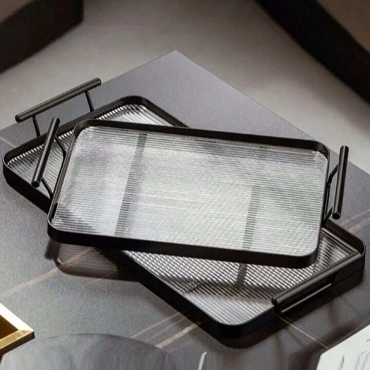 Modern Elegant Transparent Acrylic Serving Tray with Handles