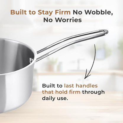Versatile Tri-Ply Stainless Steel Saucepan with Lid(16cm)