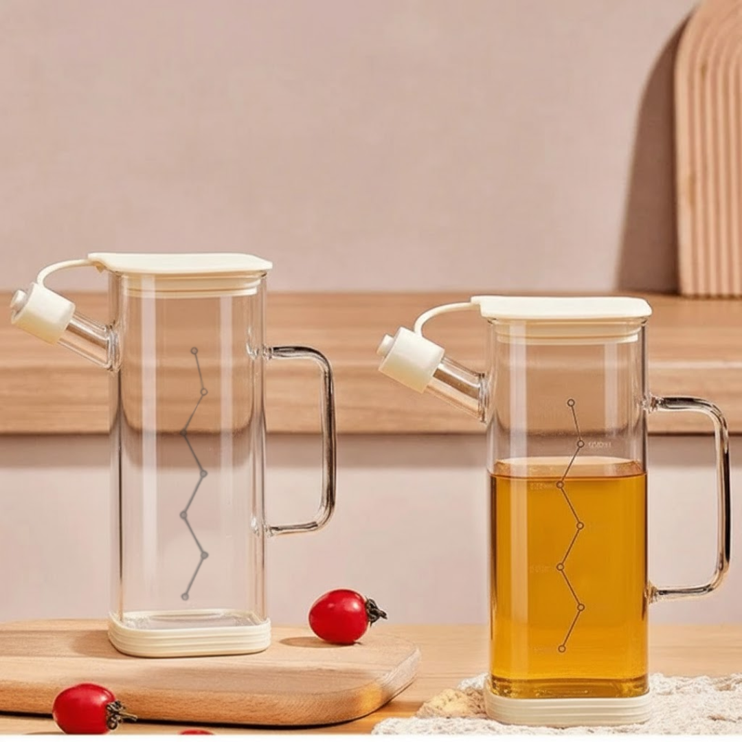 Multi-Functional Oil Glass Dispenser with Silicone Guard