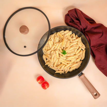 Titanium Non-Stick Induction Frying Pan with Glass Lid (24cm)