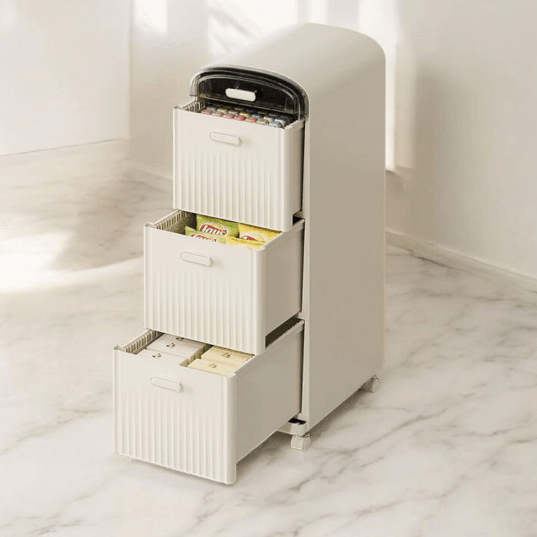 Multi-Layer Plastic Storage Cabinet with Drawers & Wheels