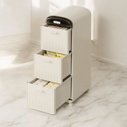 Multi-Layer Plastic Storage Cabinet with Drawers & Wheels