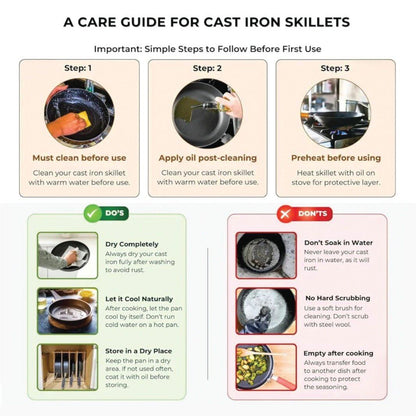 Cast Iron Non-Stick Tadka Pan with Wooden Handle