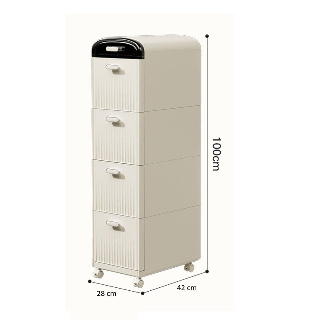 Multi-Layer Plastic Storage Cabinet with Drawers & Wheels