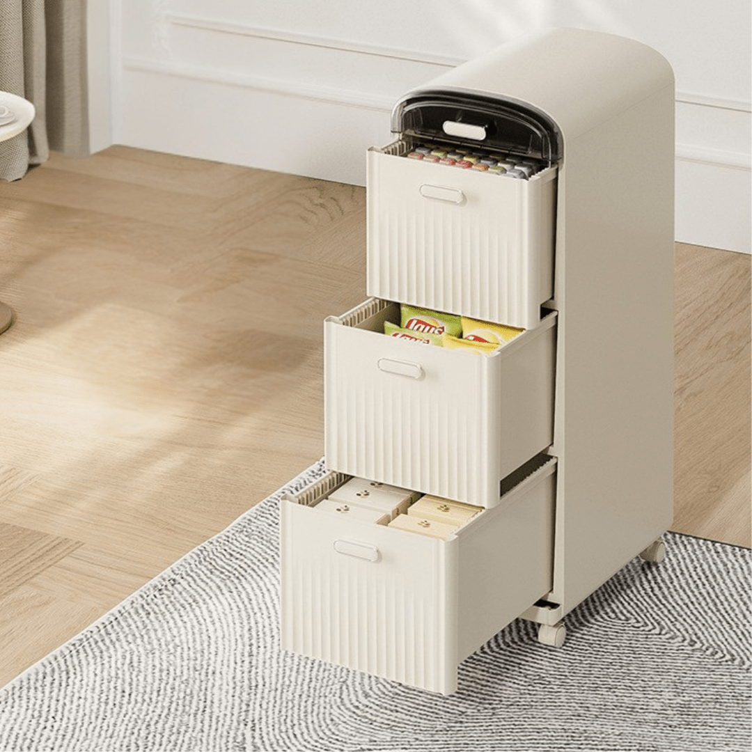 Multi-Layer Plastic Storage Cabinet with Drawers & Wheels