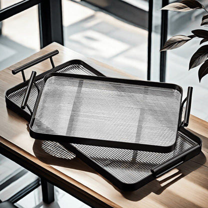 Modern Elegant Transparent Acrylic Serving Tray with Handles