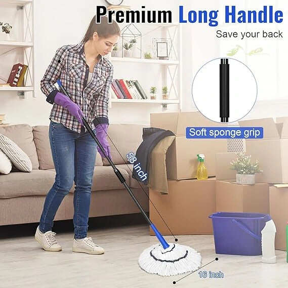 Self-Wringing Floor Mop | 2-in-1 Scrub & Mop Head | Less Effort, More Sparkle